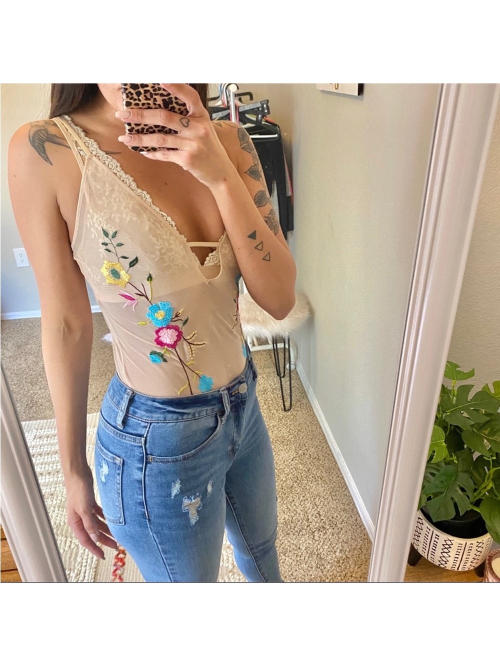 ⭐️5FOR$25⭐️. Chelsea 28 Sheer Embroidered Thong Bodysuit - Picture 15 of 15